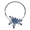 thumbnail image 1 of Glamorous Midnight Blue Floral Crystal Choker Wire Wrap Necklace, 1 of 4