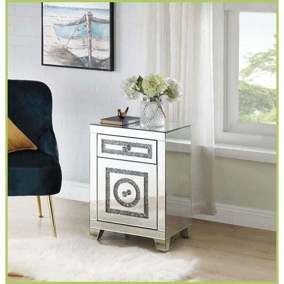 Glamorous Mirrored Coffee Table with Faux Diamonds, 2 Safety-Stop Drawers & Fully Assembled