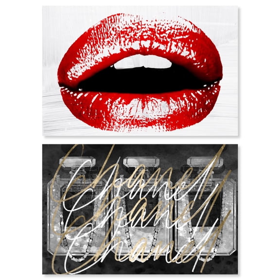 Glamorous Parisian Night Duo Canvas Print Glam Wall Art by Art Remedy, Gallery Wrapped, 15 x 10