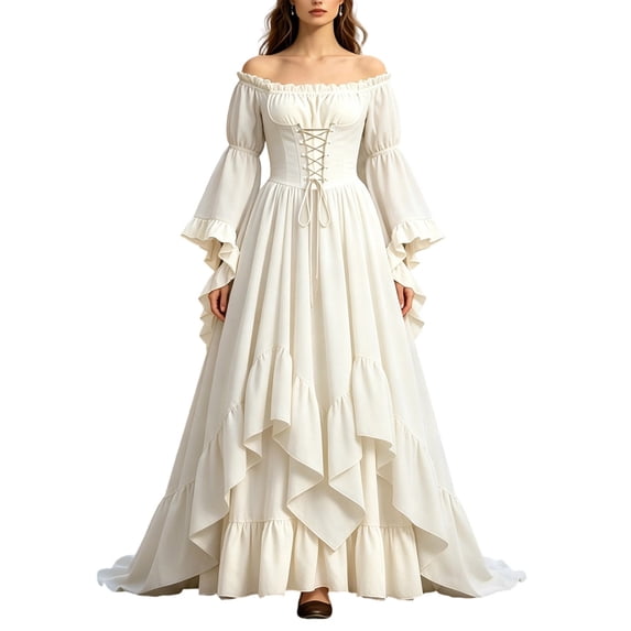 Glamorous Puff Sleeve Cinched Waist Court Halloween Trick or Treat Ensemble Spooky Soiree Costume Style Haunted Gala Outfit Look Summer Gothic Dress for Women