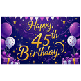 thumbnail image 1 of Glamorous Purple Themed 45th Birthday Banner with Balloons Stars and Gifts Party Backdrop Decor for Birthday Party Celebrations Photography Props Decorations, 1 of 7