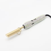 Glamorous Rhinestone Hot Comb, Professional Electric Pressing Comb with Iridescent Bling Handle for Edges, Wigs & Natural Hair