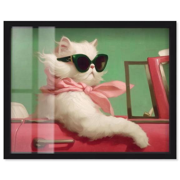 Glamorous Ride Shadowbox Print Cats Art by Art Remedy, Black Frame, 30 x 24