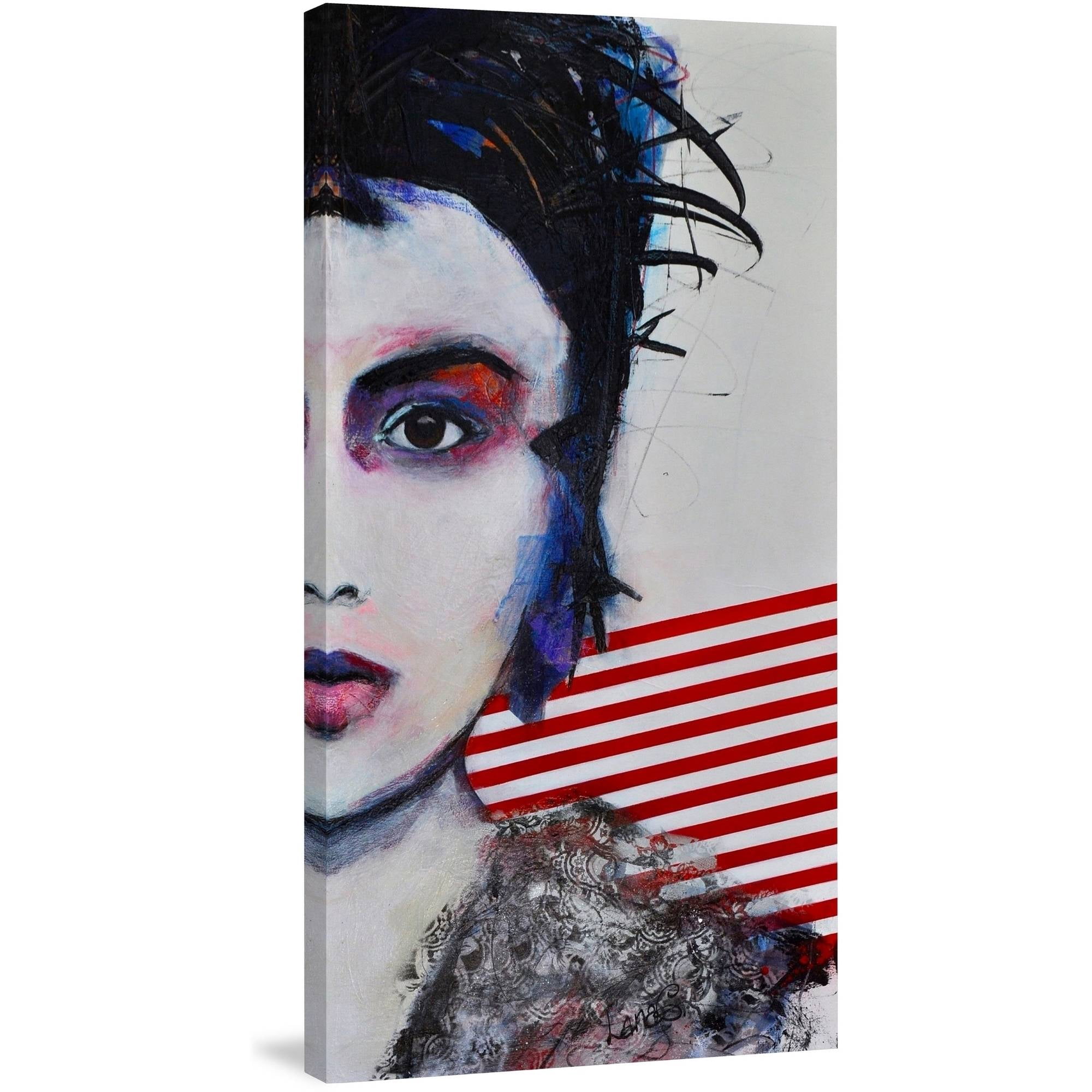 MARMONT HILL 'Glamorous Rock' Painting Print on Wrapped Canvas - Blue 22.5 x 45