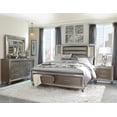 thumbnail image 1 of Glamorous Silver-Gray Metallic Finish Bedroom 4pc set Queen Size Platform Bed with Footboard Storage LED Headboard, 1 of 7