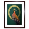 thumbnail image 1 of Glamorous Stylish Chic Modern Peacock Illustration Green Gold Orange Artwork Framed Wall Art Print 9X7 Inch, 1 of 5