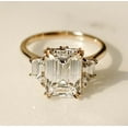 thumbnail image 1 of Glamorous Three Stone Moissanite Engagement Ring Emerald Cut 14K Solid Yellow Gold Baguette Wedding Promise Ring, 1 of 5