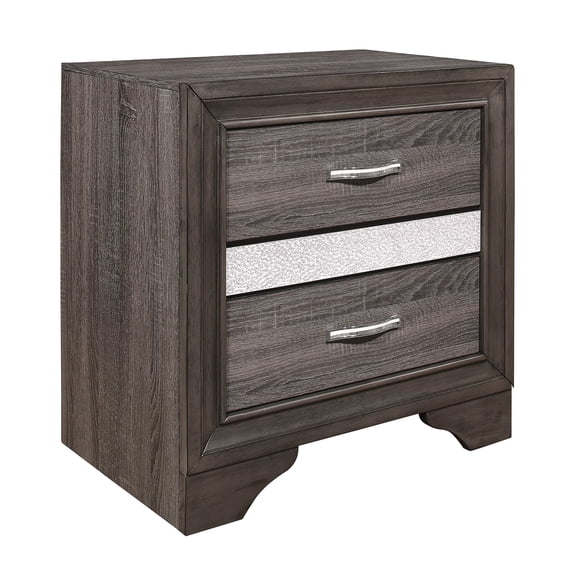Glamorous Two-Tone Finish Nightstand Jewelry Drawer Polish Bar Bedroom Furniture