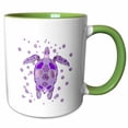 thumbnail image 1 of 3drose, Glamorous Underwater Turtle in Shades of Purple, 11oz Two-tone Green Mug, 1 of 6