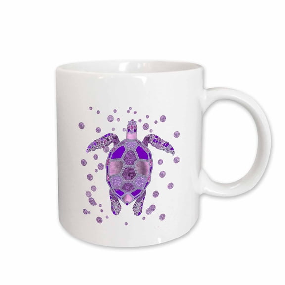 3drose, Glamorous Underwater Turtle in Shades of Purple, 15oz Mug