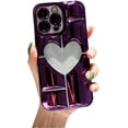 thumbnail image 1 of Glamorous Unique 3D Heart-shaped TPU Phone Case Compatible with iPhone 14 13 12 11 Plus Pro Max Back Cover, Durable Full Wrap-around Bumper for Women and Girl(Purple,13), 1 of 8