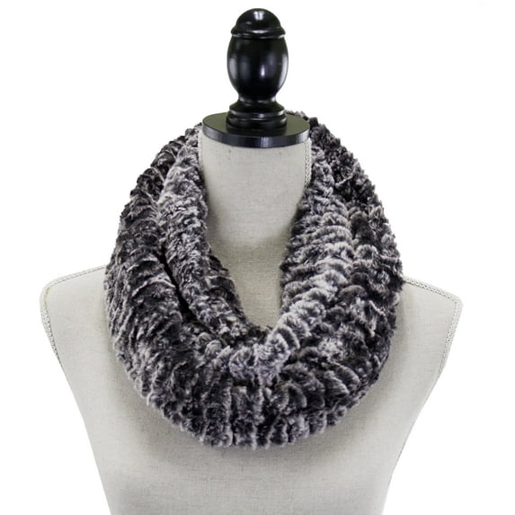Glamorous Vegan Mink Infinity Womens Cozy Scarf (Black)