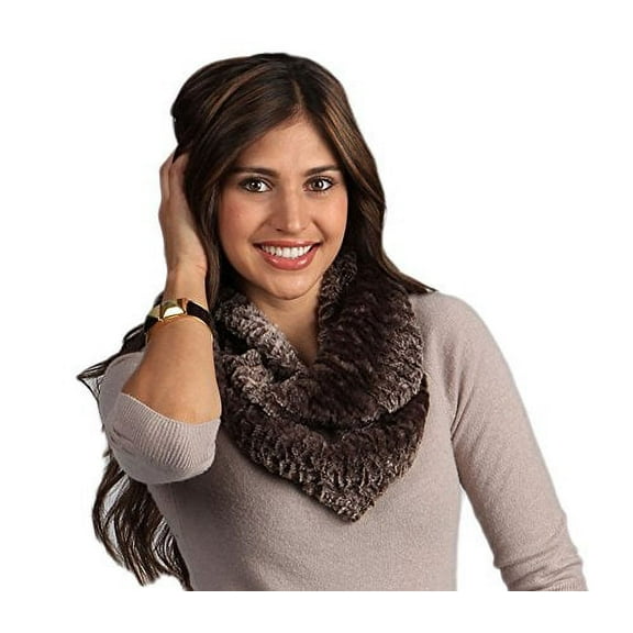 Glamorous Vegan Mink Infinity Womens Cozy Scarf (Chocolate)