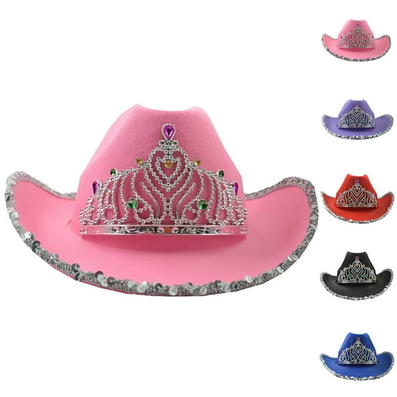 Glamorous Western Party Hat Sparkling Sequin-Encrusted Cowboy Hat - Perfect for Festivals, Nightlife, and Adding Glamour to Your Western Style,Blue,One Size,KLOY2K