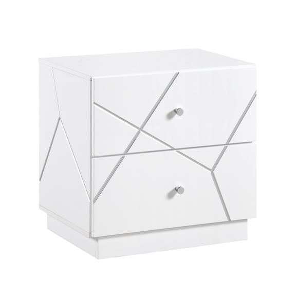Drawers Nightstand - Finish White Glamorous Exclusive Design