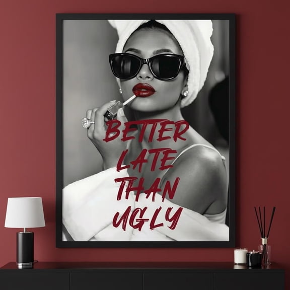 Glamorous Woman Red Lips Fashion Quote Wall Decor Unframed Paper Print