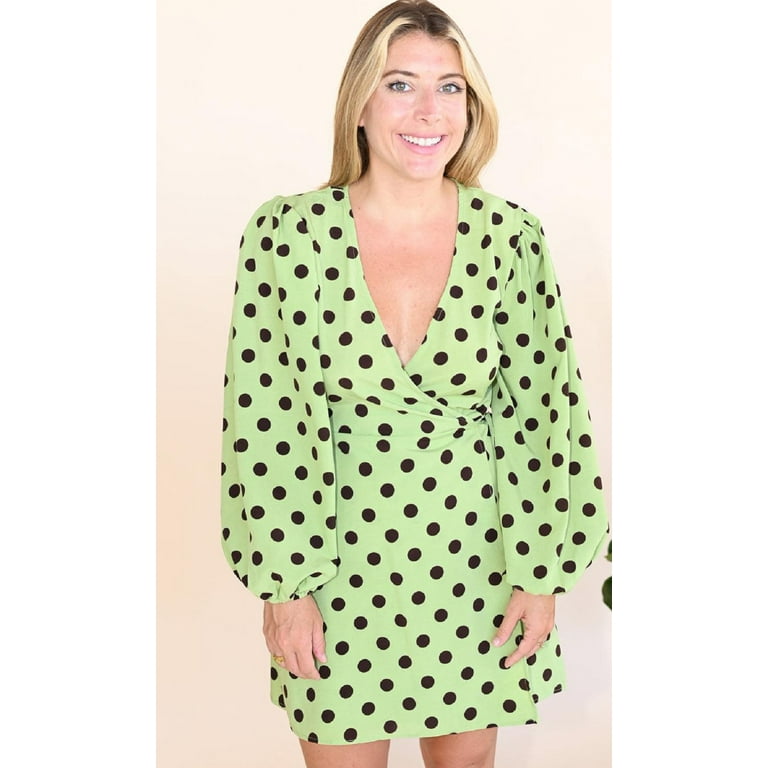 Glamorous green polka dot best sale dress