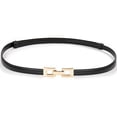 thumbnail image 1 of Glamorstar Skinny Belts for Women Thin PU Leather Waist Belt with Gold Buckle for Dresses, 1 of 5