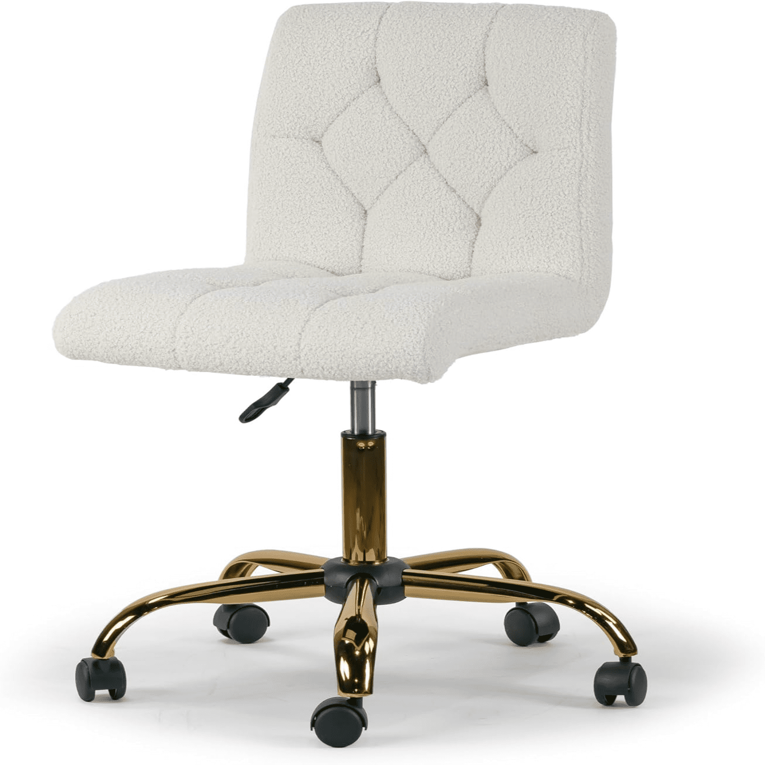 Glamour Aman Cream Boucle Upholstered Adjustable Height Swivel Office