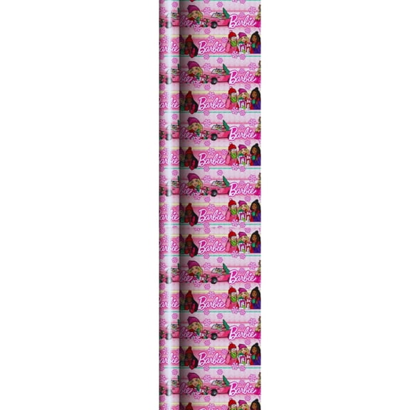 Glamour Barbie Girl Fashionista Doll Party Pink Gift Wrapping Paper, 20 Sq ft (1 Roll) Premium Deluxe Easy-Cut Grid-Lined Wrap Christmas Birthday Thanksgiving Party Prizes Supply w/ Bonus Canzonet Tag