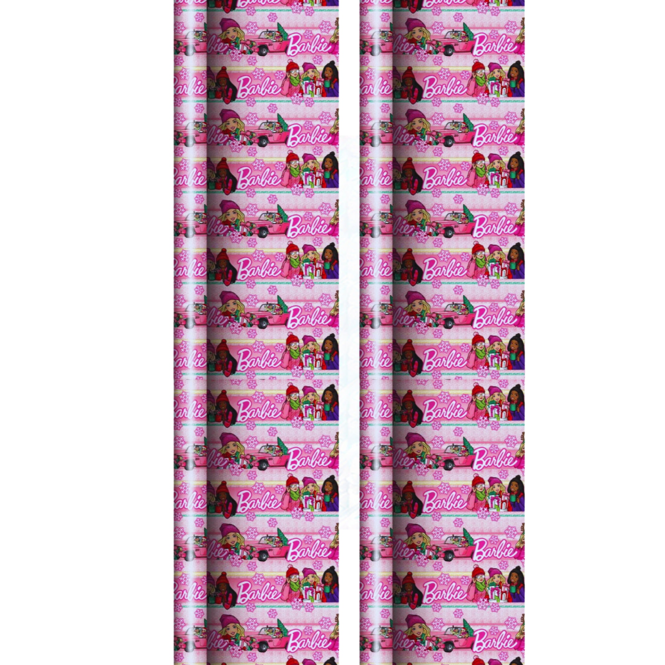 Glamour Barbie Girl Fashionista Doll Party Pink Gift Wrapping Paper, 20 Sq ft (2 Rolls) Premium Easy-Cut Grid-Lined Wrap Christmas Birthday Thanksgiving Party Prizes Supply w/ Bonus Canzonet Tag