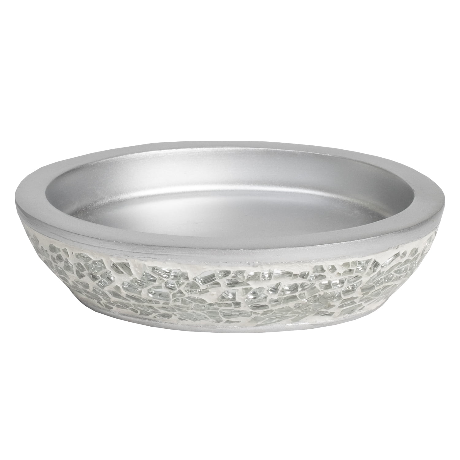 Hollywood Glam Silver Resin Circular Soap Plate