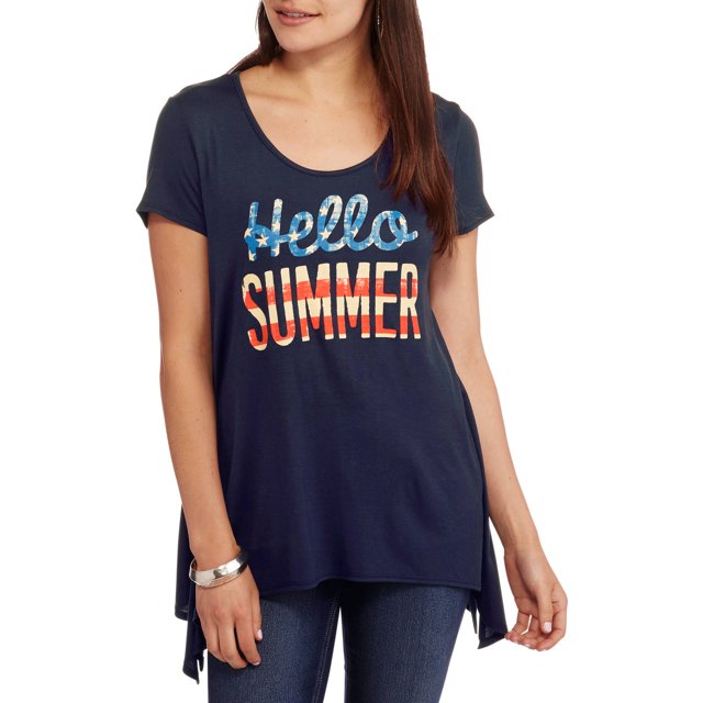 Glamour & Co Women's Americana Graphic TunicLength TShirt