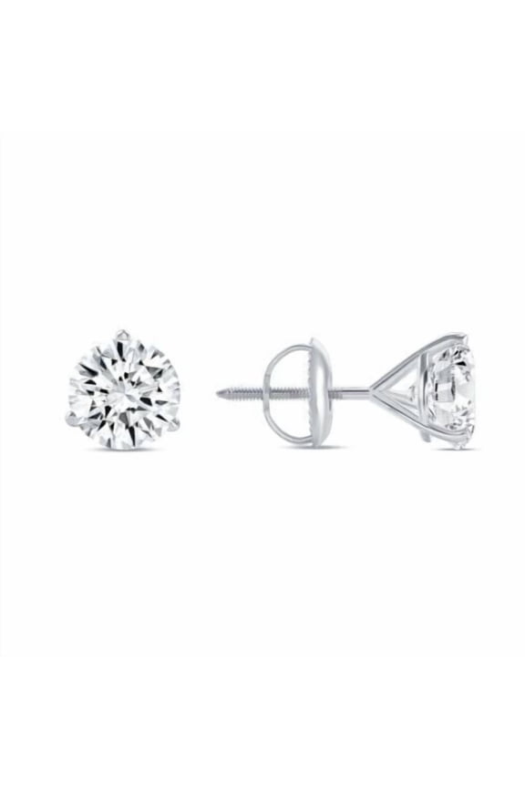 Stud Earrings for Women 14K White Gold Plated 925 Sterling Silver, 2 Ct Round Cut Diamond Lab Created