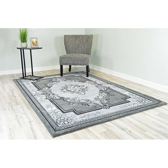 Glamour Thick Plush Oriental Area Rug Traditional Carpet Floral Medallion Design-206 (2'6"x3'9",Charcoal)