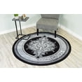 thumbnail image 1 of Glamour Thick Plush Oriental Area Rug Traditional Carpet Floral Medallion Design-206 (5'3"x5'3" Round,Grey), 1 of 18