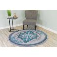 thumbnail image 1 of Glamour Hand Carved Thick Plush Pile Boho Traditional Oriental Floral Area Rug Carpet For Living Room Bedroom (Grey Turquoise, 5' 3" x 5' 3" Round), 1 of 30