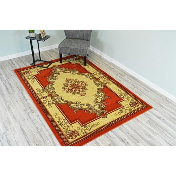 Glamour Thick Plush Oriental Area Rug Traditional Carpet Floral Medallion Design-206 (2'6"x3'9",Terracotta)