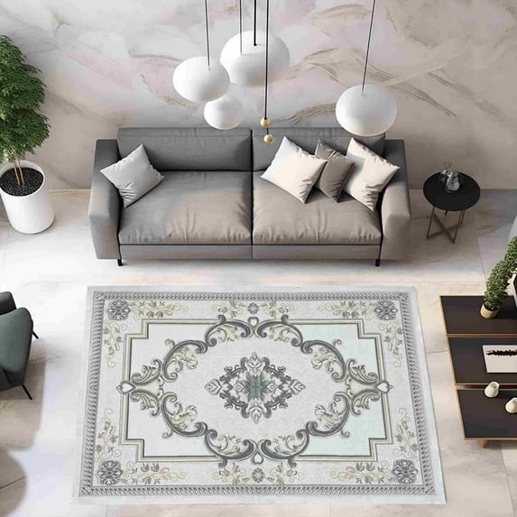 Glamour Thick Plush Oriental Area Rug Traditional Carpet Floral Medallion Design-206 (7'8"x7'8" Round,Red)