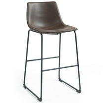 Set of 2 Adan Iron Frame Dark Brown Faux Leather Bar Stool