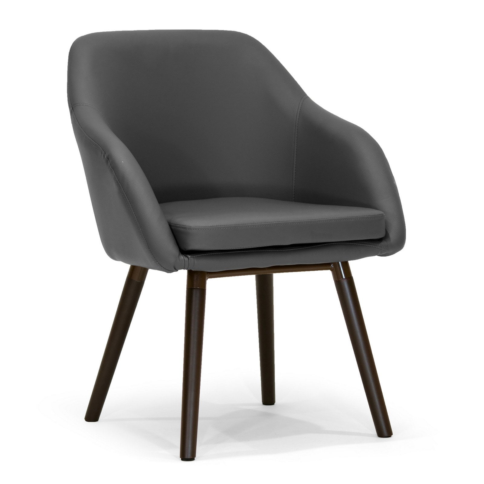 Gray Faux Leather High Back Accent Arm Chair