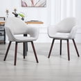 thumbnail image 1 of Set of 2 Ave Iron Frame Brown Faux Leather Dining Chair with Stitching, 1 of 8