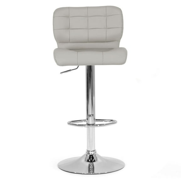 Glamour Home Adler 24"-33" Faux Leather Bar Stools in Ashy Gray (Set of 2)