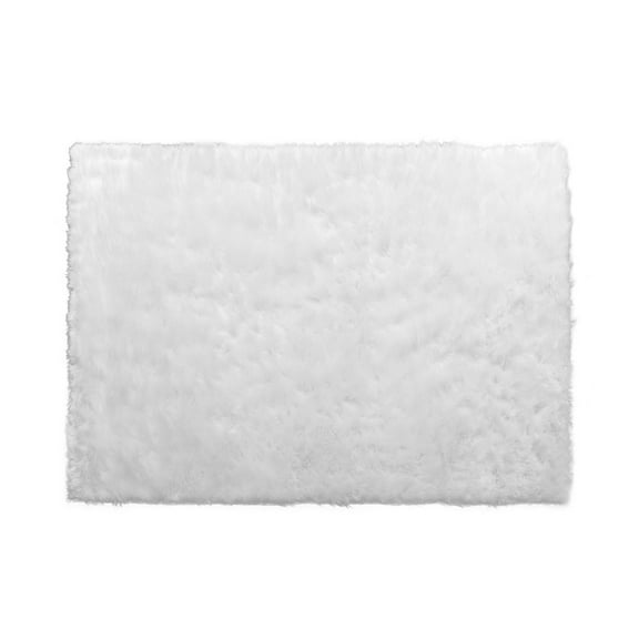 Aileen Faux Sheepskin Fur Area Rug White Rectangular 7x5