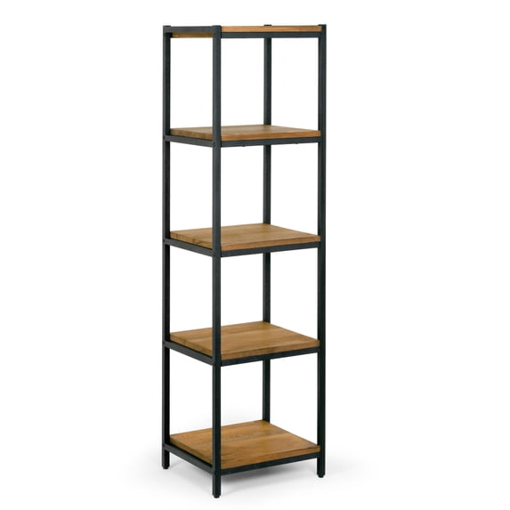 Glamour Home Ailis 57" Wood & Metal Bookcase with 5 Shelves in Brown/Black