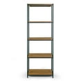 thumbnail image 1 of Ailis Brown 75" Pine Wood Shelf Etagere Bookcase Media Center with Metal Frame, 1 of 5