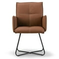 thumbnail image 1 of Set of 2 Ambel Brown Modern Dining Chair with Black Metal Legs, 1 of 9