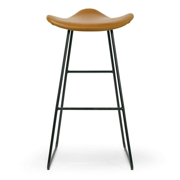 Glamour Home Aoi 29.5" Modern Faux Leather Bar Stools in Brown (Set of 2)