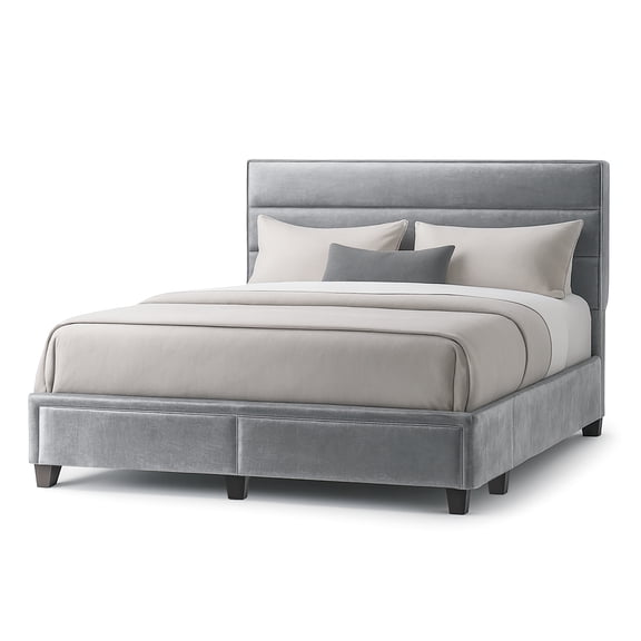 Arnia Silver Gray King Bed Captain’s Bed with Two Storage Drawers