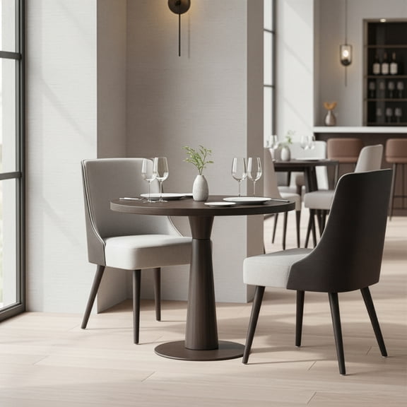 Set of 2 Esmy Fabric Chair with Black Bentwood Back and Solid Wood Legs