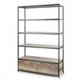 thumbnail image 1 of August 71.5 In. Light Brown Display Shelf Etagere Metal Frame Bookcase with Drawers, 1 of 4