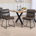 thumbnail image 1 of Anwar Light Brown Faux Leather Wide Seating Accent Chair with Metal Legs, 1 of 8