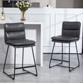 thumbnail image 1 of Set of 2 Baxter White Boucle Fabric Counter Stool with Black Iron Legs, 1 of 8