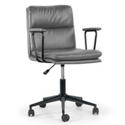 Glamour Home Avalee Ergonomic Faux Leather Mid-Back Adjustable Task Chair, Gray