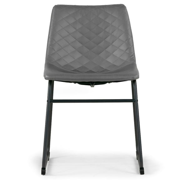 Set of 2 Ave Iron Frame Gray Faux Leather Dining Chair with Stitching