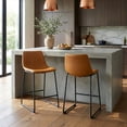 thumbnail image 1 of Set of 2 Barker Gray Fabric Tufted Bar Stool with Black Iron Legs, 1 of 7